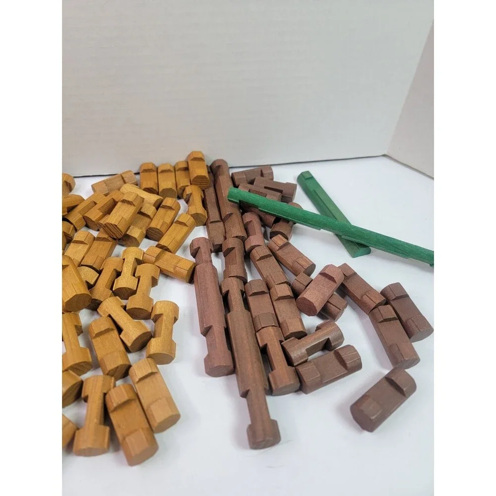 Large Lot Vintage Wooden Log Cabin Building Toy Pieces Mixed Colors Replacement
